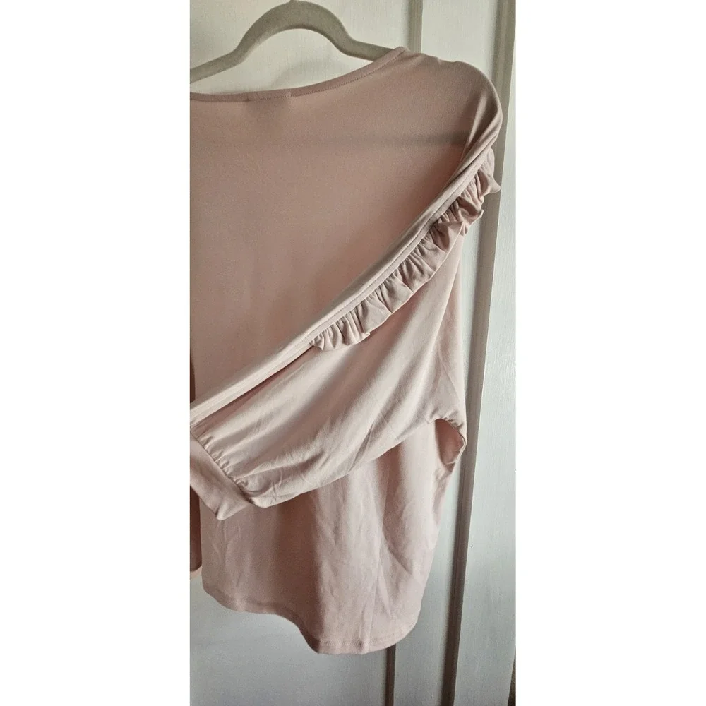 NWT CARMEN MARC VALVO womens pink  elbow ruffle sleeves top‎ Sz XL - Picture 5 of 6